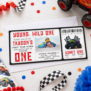 Monster Trucks 1e verjaardagskaart uitnodiging