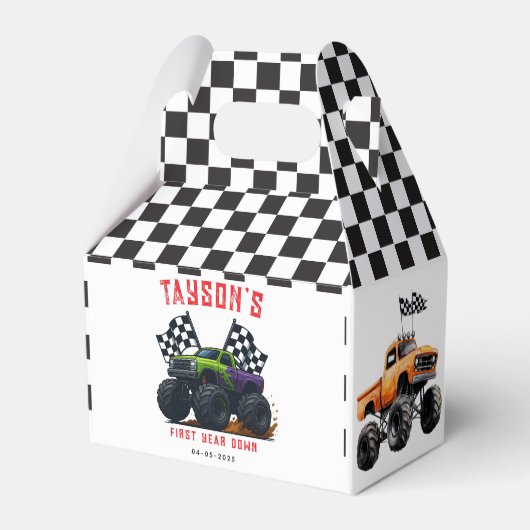 Monster Trucks 1st Birthday Party  Bedankdoosjes (Achterkant)