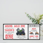 Monster Trucks 1st Birthday Ticket Invitation  Kaart (Staand voorkant)