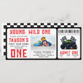 Monster Trucks 1st Birthday Ticket Invitation Kaart