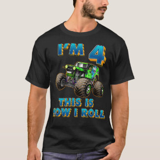 Monster Trucks 4e verjaardag jongen 4 jaar oud T-shirt