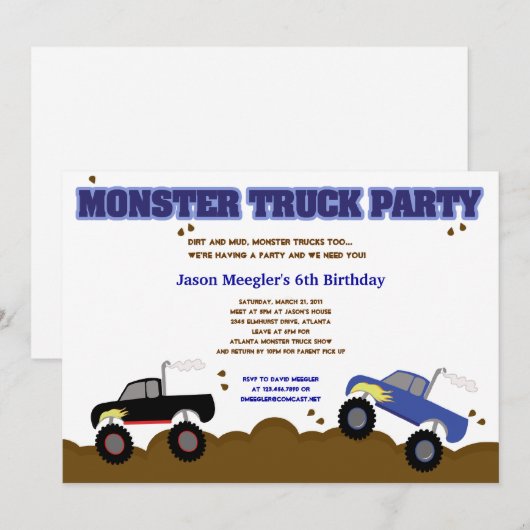 MONSTER TRUCKS 5x7 Kaart (Voorkant / Achterkant)