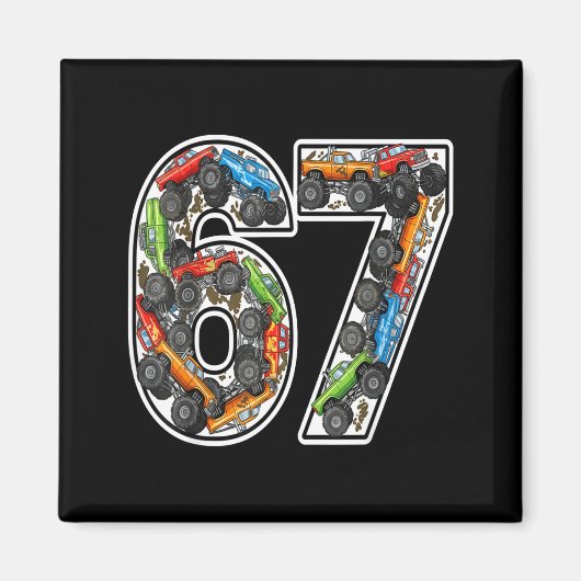 Monster Trucks 67 Meme Funny Design For Boys Kids  Magneet (Voorkant)