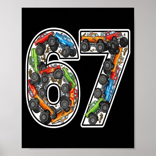 Monster Trucks 67 Meme Funny Design For Boys Kids  Poster (Voorkant)