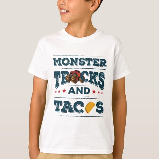 Monster Trucks and Tacos T-shirt (Voorkant)