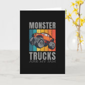 Monster Trucks Are My Jam Fan Quote Kaart (Gele Bloem)