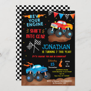 Monster Trucks Birthday Invitations for boy Trucks Kaart