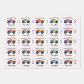 Monster Trucks Boy's Name & Age Verjaardag Inpakpapier Vel (Voorkant 3)