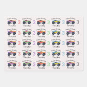 Monster Trucks Boy's Name & Age Verjaardag Inpakpapier Vel (Voorkant 2)