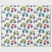 Monster Trucks Cars Modern Colorful Kids Cadeaupapier (Vlak)