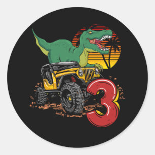 Monster Trucks Dinosaurus T-Rex 3e verjaardag Jong Ronde Sticker