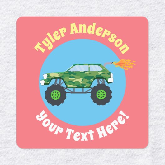 Monster Trucks, DIY Name & Message Labels (Design 1)