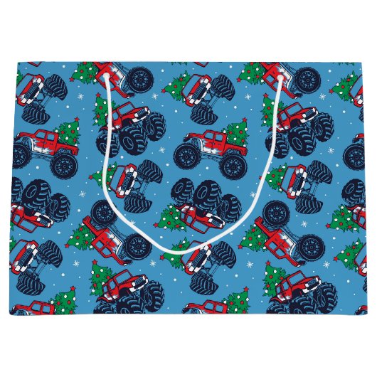 Monster Trucks en kerstbomen Patroon Groot Cadeauzakje