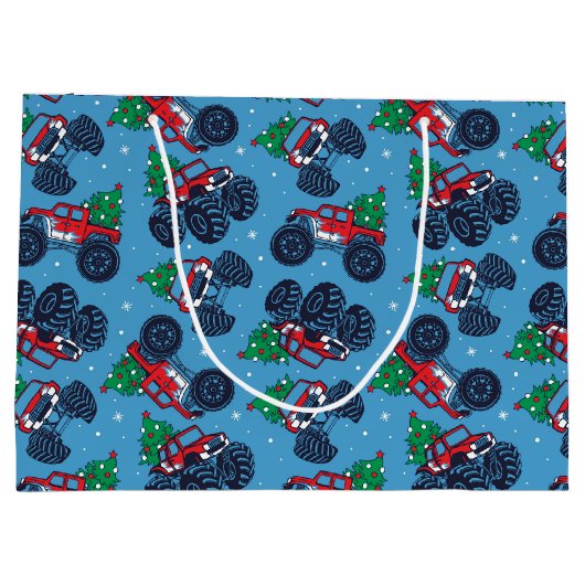 Monster Trucks en kerstbomen Patroon Groot Cadeauzakje (Achterkant)
