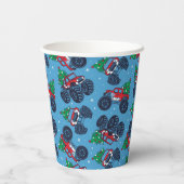 Monster Trucks en kerstbomen Patroon Papieren Bekers (Achterkant)