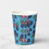 Monster Trucks en kerstbomen Patroon Papieren Bekers (Rechts)