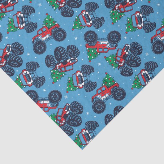 Monster Trucks en kerstbomen Patroon Tissuepapier (Detail)