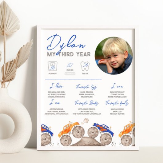 Monster Trucks Foto Mijlpaal Teken Poster