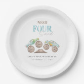 Monster Trucks Groene Blauwe Verjaardagspapier Bor Papieren Bordje (Voorkant)