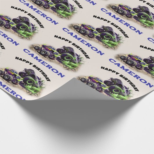 Monster Trucks in de modder Cadeaupapier (Hoek)