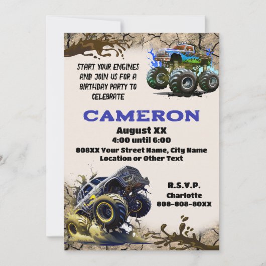 Monster Trucks in de modder Kaart (Voorkant)