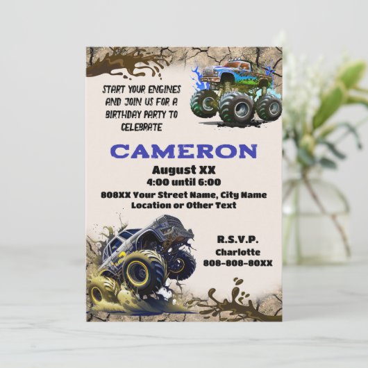Monster Trucks in de modder Kaart (Staand voorkant)
