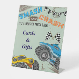 Monster Trucks Jongens Verjaardagsfeest Kaarten &  Reclamebord Met Voetstuk