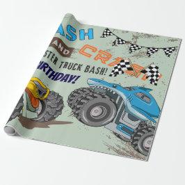 Monster Trucks Jongens Verjaardagsfeestje  Cadeaupapier