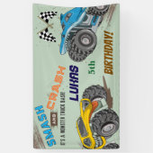 Monster Trucks Jongens Verjaardagsfeestje  Spandoek (Verticaal)