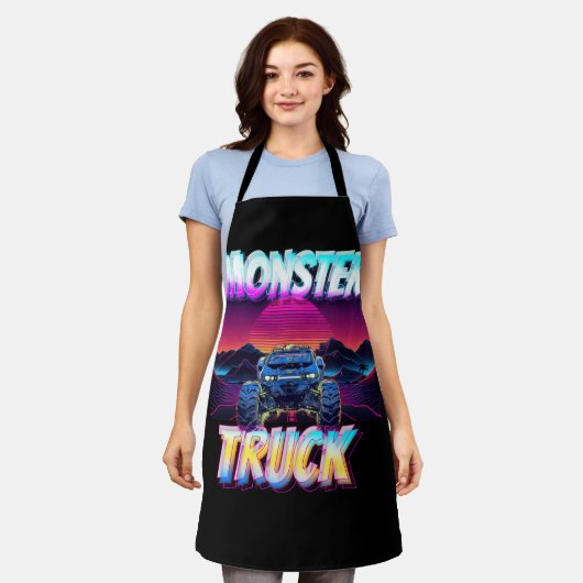 Monster Trucks Lover Retro Vaporwave Style Mountai Schort (Gedragen)