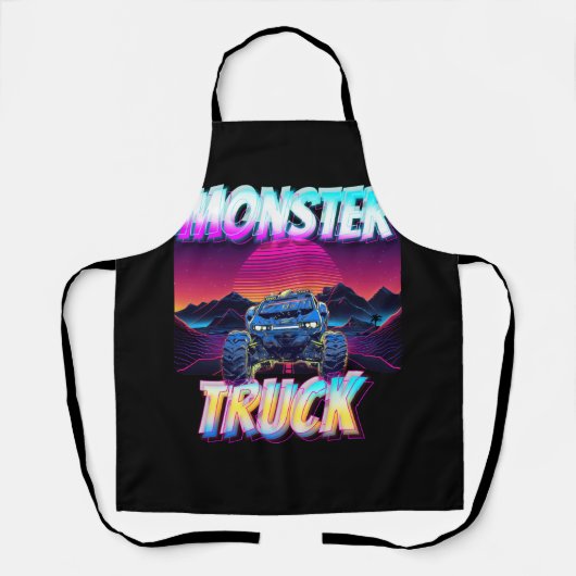 Monster Trucks Lover Retro Vaporwave Style Mountai Schort (Voorkant)