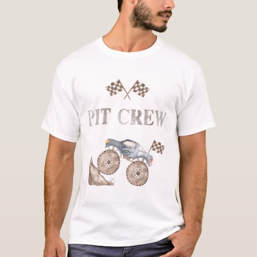 Monster Trucks 'Pit Crew' Verjaardag Volwassen T-s T-shirt (Voorkant)