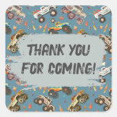  Monster Trucks Racing Verjaardagsfeest Vierkante Sticker (Voorkant)