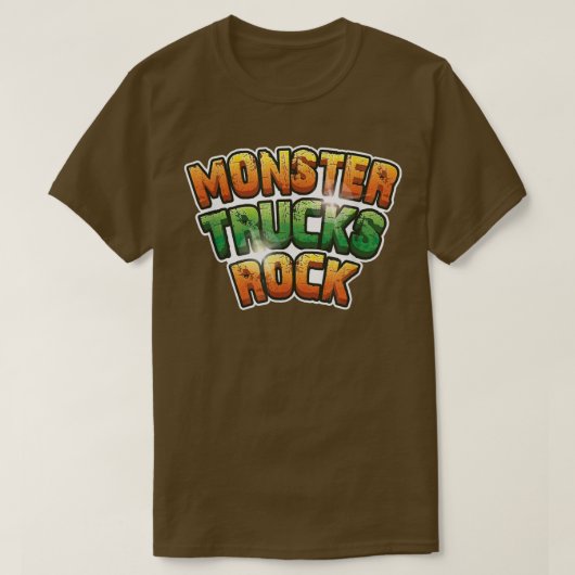 Monster Trucks Rock - Green and Oranje Rock Text T-shirt (Design voorkant)