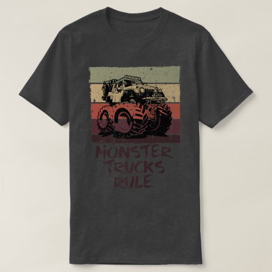 Monster Trucks Rule - Retro Monster Truck T-shirt (Design voorkant)
