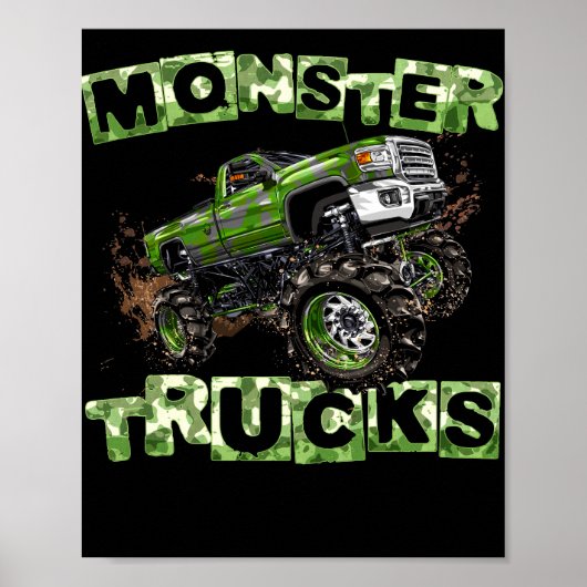 Monster Trucks T Funny Camouflage Birthday Gift Poster (Voorkant)