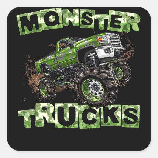 Monster Trucks T Funny Camouflage Birthday Gift Vierkante Sticker (Voorkant)