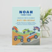 Monster Trucks Thema Verjaardag Uitnodiging 5 "x7" (Staand voorkant)
