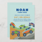 Monster Trucks Thema Verjaardag Uitnodiging 5 "x7" (Voorkant / Achterkant)