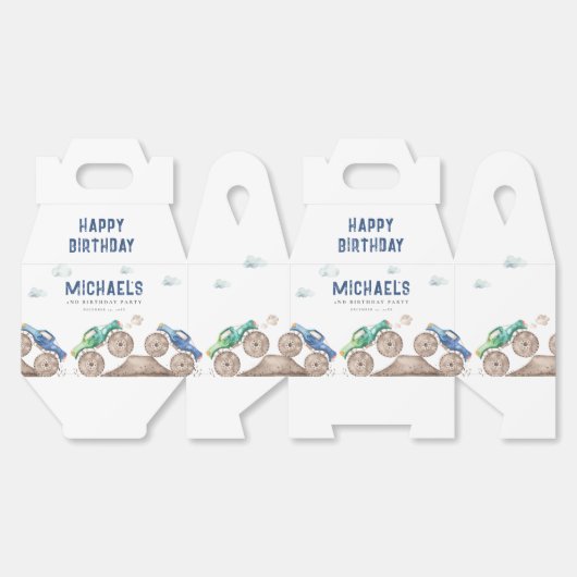 Monster Trucks Verjaardag Bedankdoosjes (Ongevouwen)