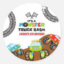 Monster Trucks verjaardag Ronde Sticker
