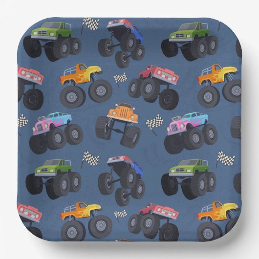 Monster Trucks Verjaardagsfeest Papieren Bordje (Voorkant)
