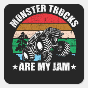 Monster Trucks zijn mijn jam Kinder Vierkante Sticker