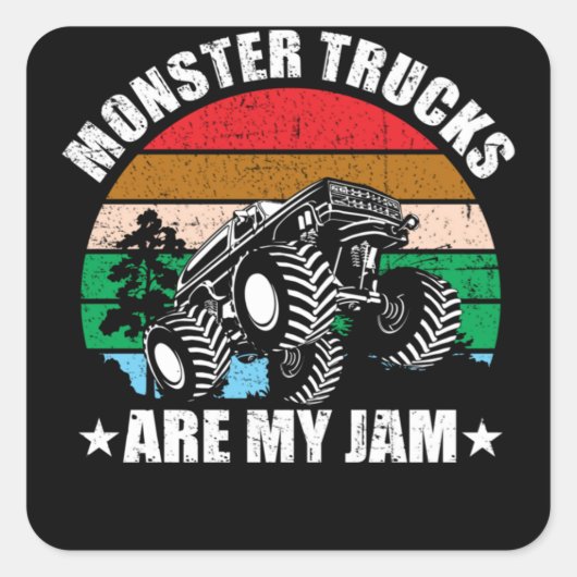 Monster Trucks zijn mijn jam Kinder Vierkante Sticker (Voorkant)