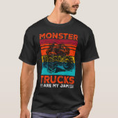 Monster Trucks zijn mijn Jam Retro Sunset Engine Y T-shirt (Voorkant)