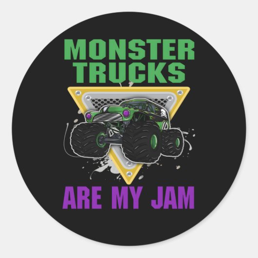 Monster Trucks zijn mijn jam Ronde Sticker (Voorkant)