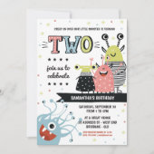 Monster Twee jaar oude verjaardag uitnodiging (Voorkant)