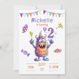 Monster twee jaar verjaardag uitnodiging