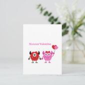 Monster Valentijn met twee monsters Feestdagenkaart (Staand voorkant)