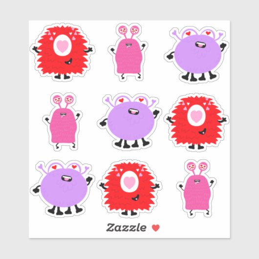 Monster Valentijnsdag Sticker (Vel)